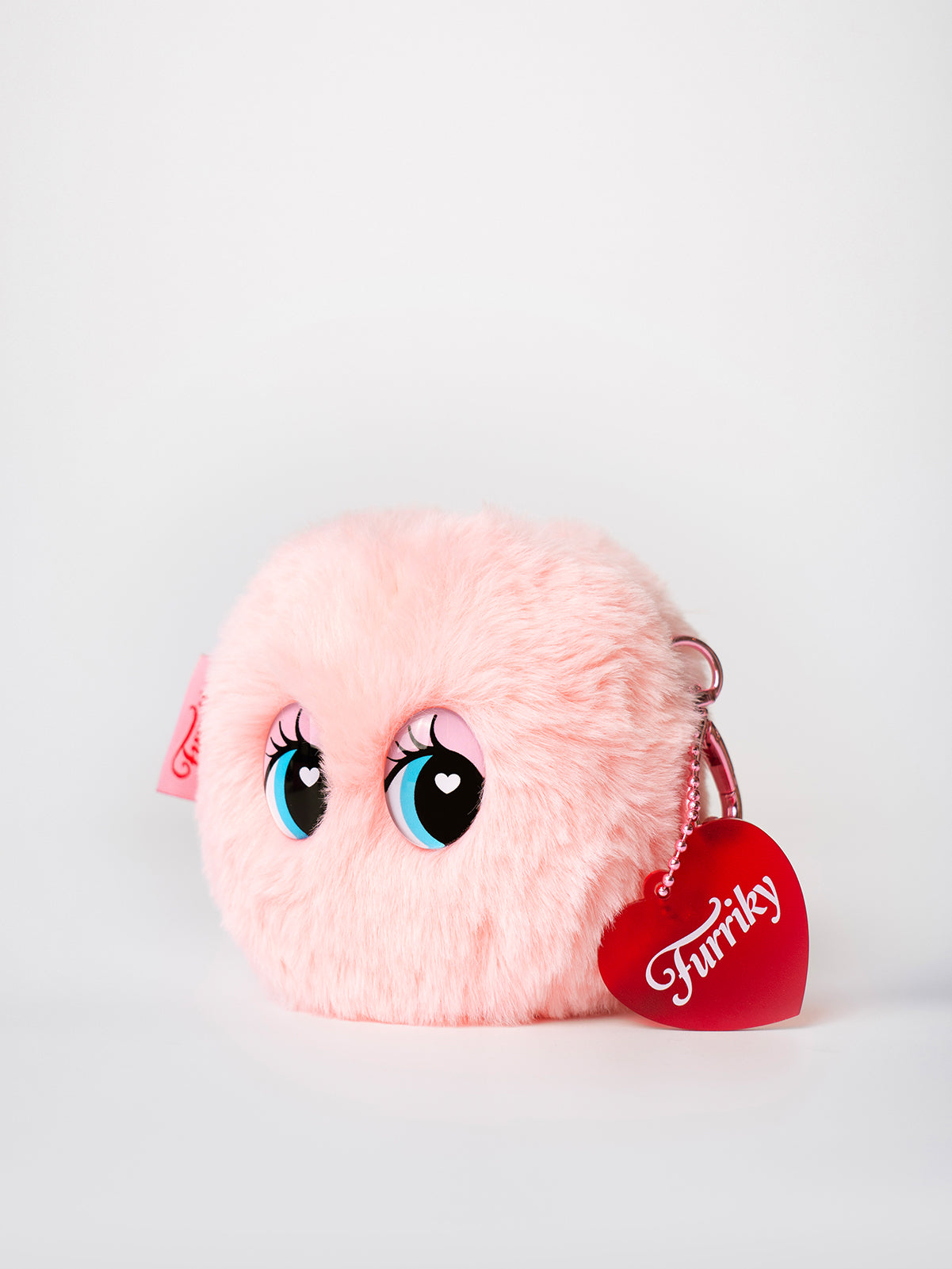 Glow Pink Furry Pouch Keyring